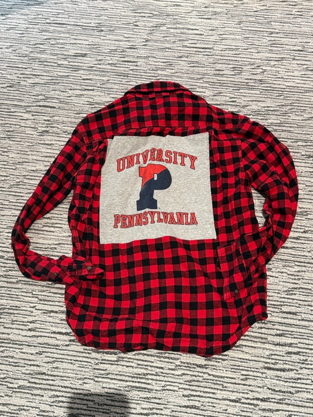 University of Pennsylvania UPenn Penn reworked flannel shirt long sleeve vintage